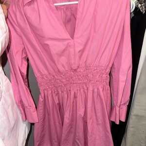 Zara Pink Smocked Long Sleeve Sundress